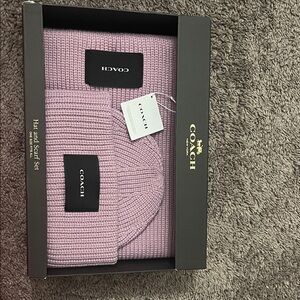 Coach Pink Knit Hat and Scarf Set